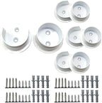 QCAA Solid Brass Extra Heavy Closet Pole Socket Set, 1-1/2 inch, with Stainless Screws, White, 4 Pairs, Made in Taiwan