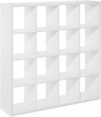 Furinno Cubicle Book Shelf, 16-Cube Bookshelf, Extra Thick Frame Reversible Bookcase with Open Back, 14.6" x 58" x 58", for L