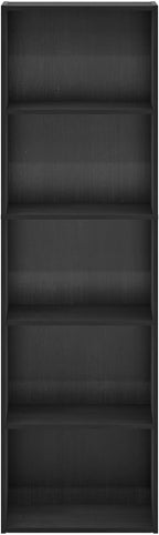Furinno LUDER Book Shelf, 5-Tier Bookshelf, Bookcase with Open Shelves, 9.4 x 15.8 x 52, Easy Assembly, for Living Room, Bedr