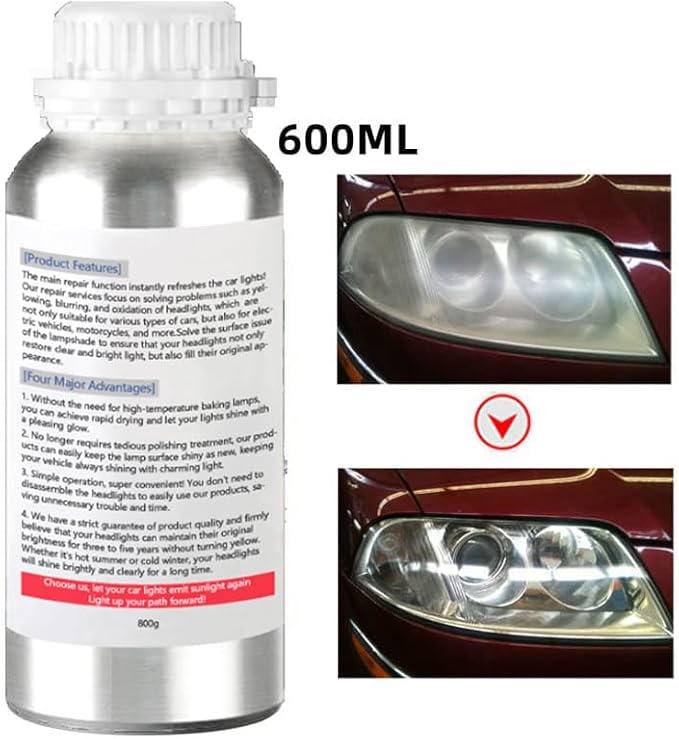 800g Auto Headlight Restoration Liquid, Car Headlight Scratch Restoring Fluid Headlight Repair Polish Cleaner, Headlight Rest