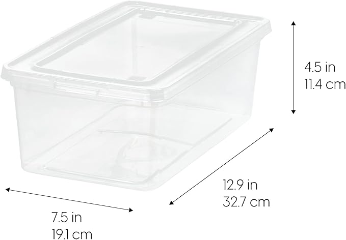 IRIS USA 6-Pack Storage Bins with Lids, 6 Quart - Crystal Clear, Shoe Boxes Stackable Containers Organize Shoes Closet Shelve