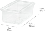 IRIS USA 6-Pack Storage Bins with Lids, 6 Quart - Crystal Clear, Shoe Boxes Stackable Containers Organize Shoes Closet Shelve