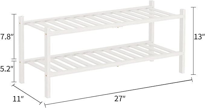 RONGJlA 2 Tier Bamboo Shoe Rack for Closet Free Standing Wood Shoe Shelf Storage Organizer for Entryway Small Space Stackable