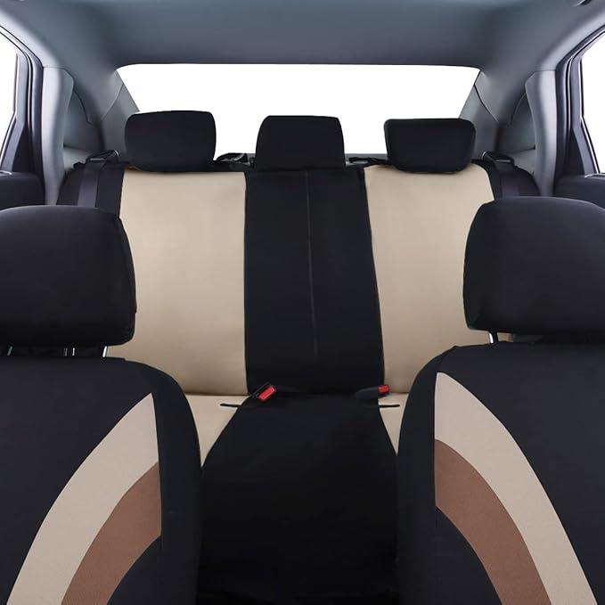 CAR PASS Line Rider Sporty Cloth 11PCS Universal Fit Car Seat Cover -100% Breathable with 5mm Composite Sponge Inside,Airbag 
