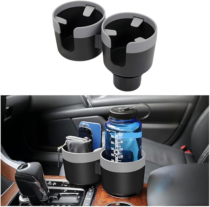 Car Cup Holder Expander, 2 in 1 Multifunctional Vehicle Dual Water Bottle Holder Adapter Extender with Adjustable Base, Autom