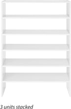 Whitmor Wood Stackable 2-Shelf Shoe Rack, White, 24 inches，2 Pack