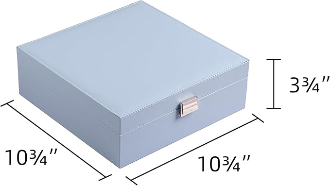 Frebeauty Earring Organizer Classic Jewelry Box 50 Slots Double Layer Jewelry Storage Case with 6 Necklace Hook and Bracelet 