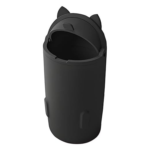 Leakproof Car Trash Can,Mini Car Trash Bin for SUV and Truck,Small Cars Garbage Can,Waterproof Automotive TrashCan for Vehicle,Home,Office,Multipurpose,Easy to Clean (Black Silicone)