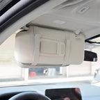 Car Sun Visor Organizer, Auto Interior Accessories Pocket Organizer - Car Truck SUV Storage Pouch Holder, with Multi-Pocket Net Zipper (Beige)