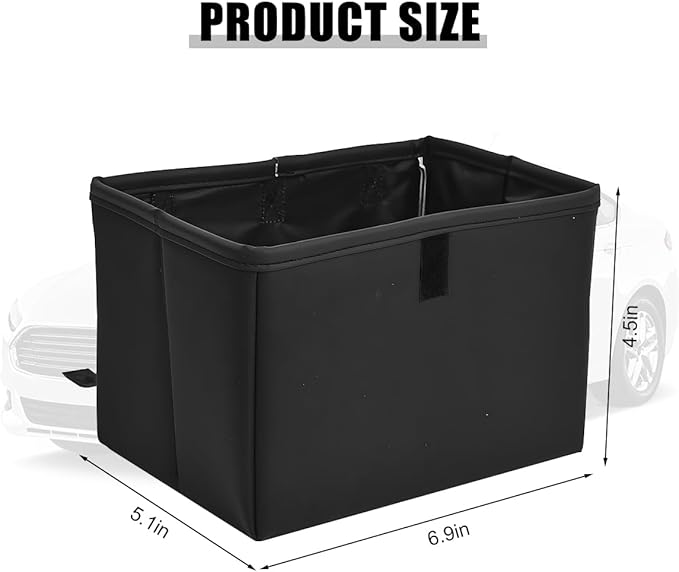 Car Trash Can, Leather Foldable Large Capacity Vehicle Hanging Garbage Bin Organizer, Waterproof Auto Interior Storage Bag Container Accessories, Universal for SUV Sedan Truck (Black)