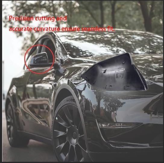 Compatible with Tesla Model Y Side Mirror Cover Replacement 2021 2022 2023 2024, Left & Right Side Rearview Mirror Cover Cap for Model Y Accessories(Black)2pcs