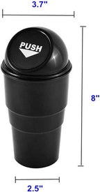 Automotive Cup Holder Trash Can, Auto Mini Car Garbage Can Vehicle Rubbish Bins with Lid for Car Office Home Bedroom (2 Pack, Black)