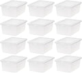 IRIS USA 12-Pack Storage Bins with Lids, 15 Quart, Shoe Boxes Clear Stackable Containers Organize Shoes Closet Shelves, Organ