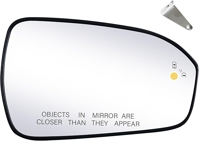 Passenger Side Replacement Mirror Glass - compatible with Ford vehicles - Fusion 2013-2019 - heated with Blind Spot Detect, w/o Auto Dimming