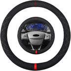 Suede Steering Wheel Cover,Compatible with Ford Edge Escape Fusion Explorer Focus Expedition Mustang SuedeSport Non-Slip Wheel Cover Car Interior Accessories 15 inch for Man and Women