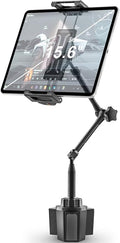 woleyi Tablet Holder for Car Cup Holder, [Full Motion Swivel 19.7" Height] Metal Tablet Car Mount for Truck, for iPad Pro Air Mini, Galaxy Tab, Z Fold, Fire, iPhone, 6-15.6" Devices, Cars Trucks SUVs