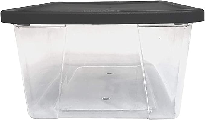 HOMZ 10-Pack Snaplock, Small Clear Plastic Storage Organizer Bins w/Lids, 6 Quart, Gray - Stackable Container Boxes for Bedro
