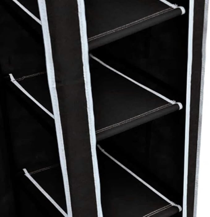 vidaXL Folding Wardrobe Black Fleece Fabric Cover and Steel Tube Frame