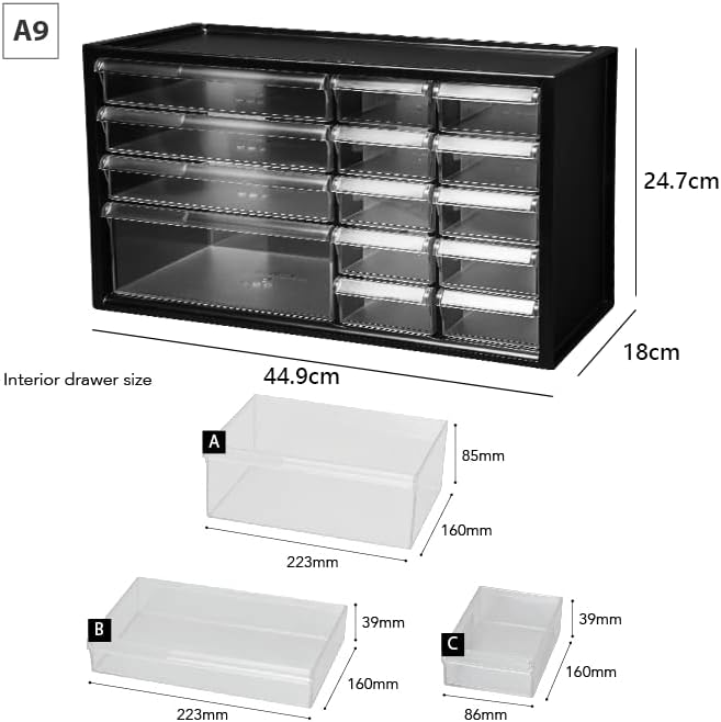livinbox Desk Storage Organizer 14 Drawers, Parts Arts Hardware and Craft Manicure Storage Cabinet Bin, Teacher Toolbox, Stat