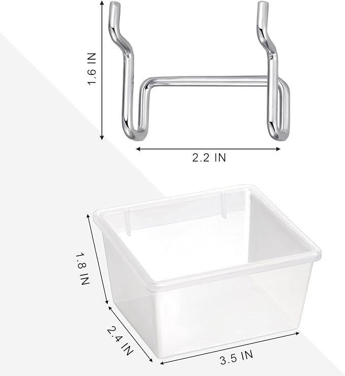 Patelai 8 Packs Pegboard Bins with Hooks and Labels, Pegboard Baskets Kit DIY Accessories Workbench Bins for Organizing Hardw