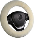 Fuzzy Sheepskin Steering Wheel Cover for Women | Warm & Fluffy Universal Auto Girly Accessories | Soft Lamb Fur for Cold Wint
