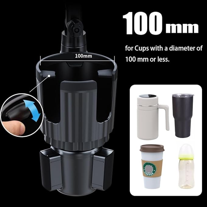 Cup Holder Phone Mount for Car, 2 in 1 Cell P Car Mount 360 Rotation Cup Holder Expander for Stanley 10-40oz Drink Bottles, M