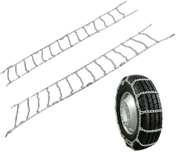 Mytee Products (Set of 2) 22.5" Twist Link Snow Tire Chain for Semi Trucks - Emergency Tire Traction Grip Chains - Snow Blowe