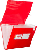 JAM Paper Accordion Folders - 13 Pocket Plastic Expanding File - Letter Size - 9 x 13 - Red - Sold Individually