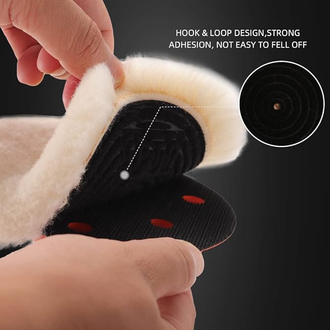 SPTA Wool Buffing Polishing Pads, 3Pcs 5 Inch (125mm) Wool Cutting Pad, Wool Compounding Pad, Buffing and Polishing Pads Buffing Wheel for 5 Inch Car Polisher Compounding, Polishing, Buffing