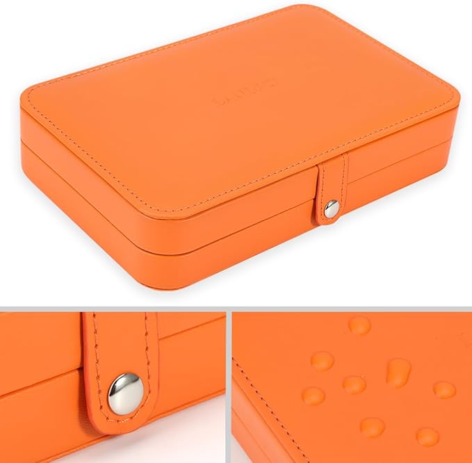 LANDICI Small Jewelry Box for Women Girls, PU Leather Travel Jewelry Case, Portable Jewelry Organizer Storage Holder Display 
