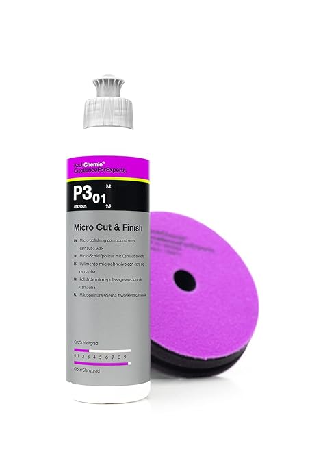 Koch-Chemie - Micro Cut & Finish Polishing Compound with Carnauba Wax - Permanent Removal of Holograms, Fine Scratches & Sanding Marks; Long Term Sealing; Non-Fugitive Silicones (1 Liter)