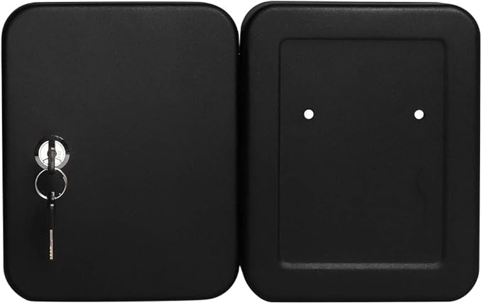 JSSMST Key Lock Box Wall Mount Security Cabinet, 20 Key Hooks & Tags, 7.87 x 6.3 x 2.95 Inches, Black Matt