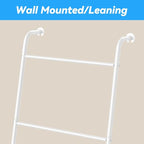 ABQ 4-Tier White Metal Blanket Ladder, Wall Leaning Towel Rack, Decorative Space Saving Shelf for Living Room, Bedroom, Bathr