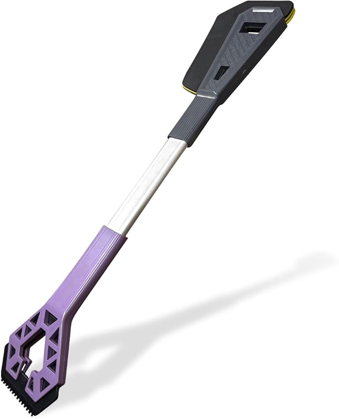 3 in 1 Snow Brush and Ice Scrapers for Car Windshield, 28" No-Scratch Automotive Window Cleaning Scraper with Ergonomic Grip, Detachable Winter Snow Removal Tool for Most Sedans(Purple)