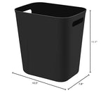UUJOLY Plastic Small Trash Can Wastebasket, Garbage Container Basket for Bathrooms, Laundry Room, Kitchens, Offices, Kids Rooms, Dorms, 3.5 Gallon, Black