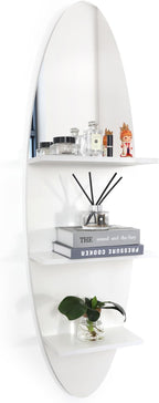 Homaterial 3-Tier Floating Shelf, Space-Saving Surfboard Shaped Vertical Wall Mounted Shelf, Home Decor for Bedroom, Bathroom