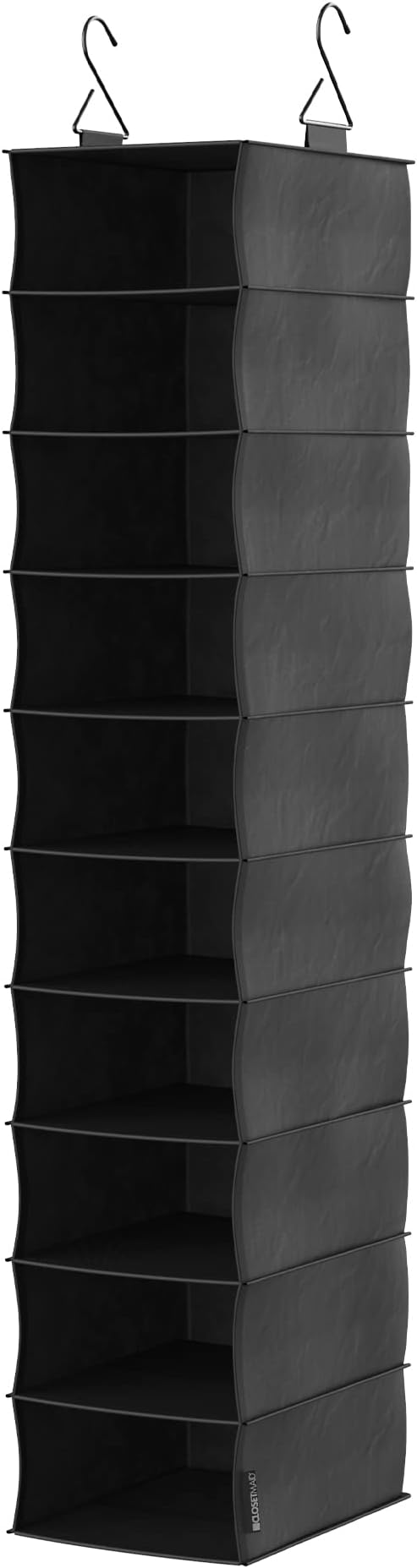 ClosetMaid 20502 10-Shelf Fabric Hanging Closet Organizer for Shoes, Hats, Handbags, Clothes with Charcoal Black Finish