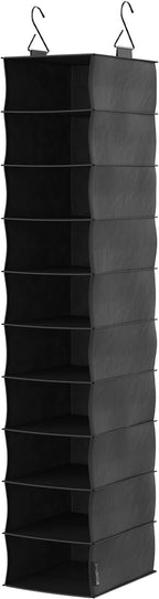 ClosetMaid 20502 10-Shelf Fabric Hanging Closet Organizer for Shoes, Hats, Handbags, Clothes with Charcoal Black Finish