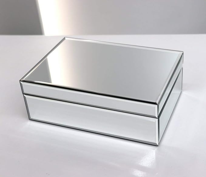 QMDECOR Silver Glass Mirrored Jewelry Box Beautiful Finish Storage Sturdy Organizer High-end Jewelry Organizer Luxury Big Van