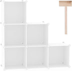 C&AHOME 6-Cube Storage Organizer, Stackable Storage Cubes Shelves, Portable Bookshelf, Plastic Clothing Storage Closet Organi