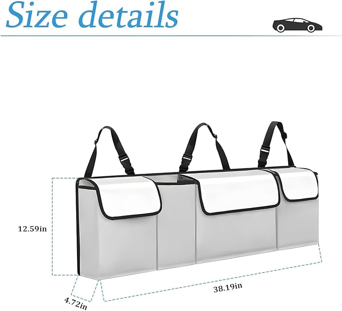 Car Trunk Organizer and Storage, Backseat Hanging Organizer for SUV, Truck, MPV, Waterproof, Collapsible Cargo Storage Bag