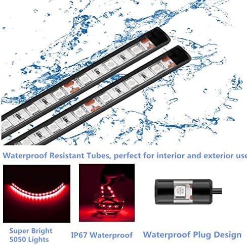 Boat Led Strip Lights, 4 Pcs 24'' Marine Boat Interior Courtesy Deck Navigation Lights, Super Bright Waterproof Marine Led Lights Strip for 12V Pontoon Fishing Boat Yacht Kayak Sailboat (Red)