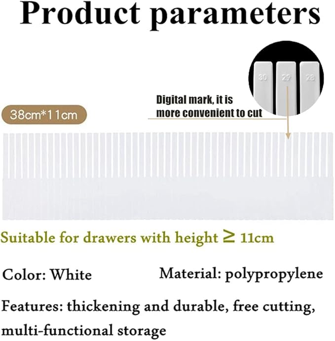 20PCS DIY Plastic Grid Drawer Dividers, Large Adjustable Drawer Storage Organizer (38cmx11cm) for Clutter Kitchen Cutlery Dre