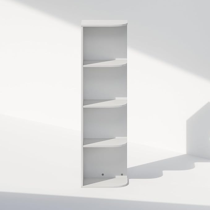 Furinno Reed Corner Shelf, 4-Tier Corner Bookshelf, Book Shelf, Corner Shelves, Storage Rack, for Organization and Storage, H