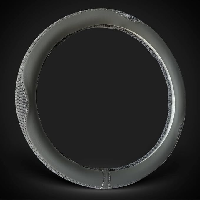 LKWLIKEI Car Steering Wheel Cover, Universal 15 inch, The Latest Microfiber Leather Breathable Technology Fabric, Non-Slip, C