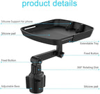 Cup Holder Tray Table, 360º Adjustable Car Drink Holders Tray, Stretchable Car Food Tray Coffee Table Stand with Phone Holder