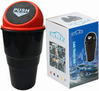 Car Trash Can with Lid, Automotive Cup Holder Mini Vehicle Garbage Can Trash Bin for Car Office Home Bedroom (Red 2 Pack)