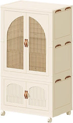 Heavy Duty Clothes Rack - Portable Foldable Wardrobe with Hanging Space on Wheels for Bedroom, Dorm, or Laundry Room Use, 81x