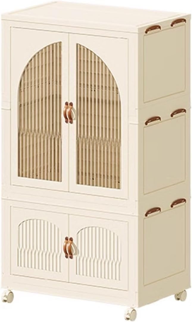 Heavy Duty Clothes Rack - Portable Foldable Wardrobe with Hanging Space on Wheels for Bedroom, Dorm, or Laundry Room Use, 81x