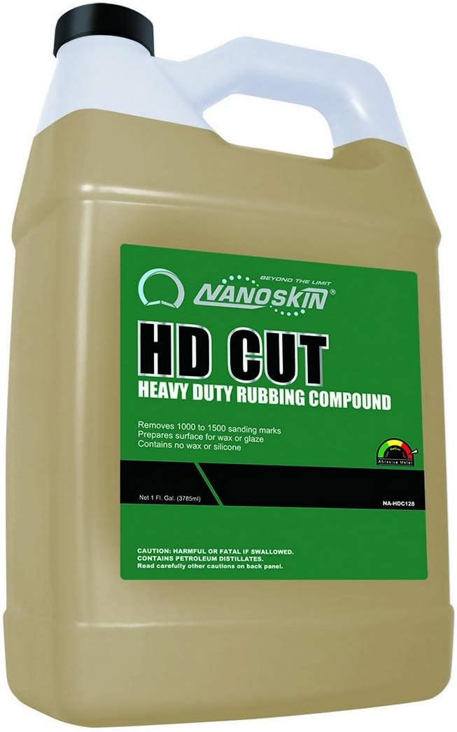 Nanoskin HD CUT Heavy Duty Rubbing Compound 1 Gallon - For Auto Body Shop, Car Wash, Car Detailing & Buffing | Removes Heavy Sand Scratches and Oxidation from Painted Clear Coat and Gel Coat Surfaces